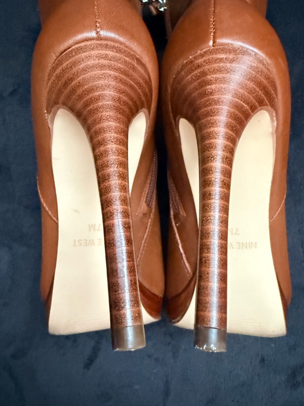 Jessica Simpson Cognac Leather High-Heel Ankle Booties - Picture 5 of 5